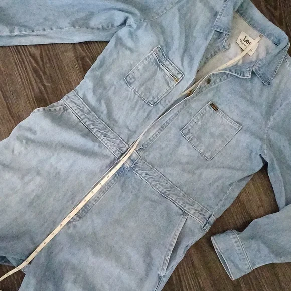 Lee Union- all coverall overall denim with heart patch S - Picture 6 of 16